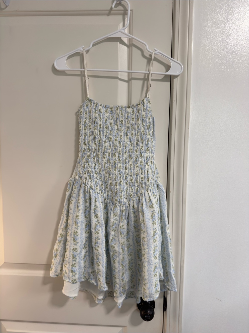 Light Blue Floral Smocked Sundress